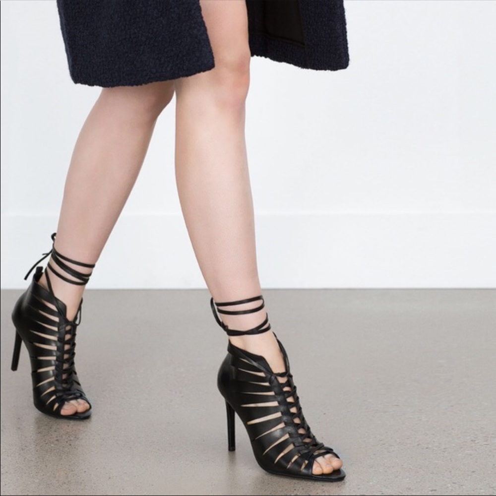 Zara sandal lace up heels